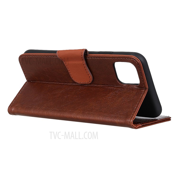 Nappa Texture Split Leather Wallet Phone Case Shell for iPhone 12 Pro Max 6.7 inch - Brown-3