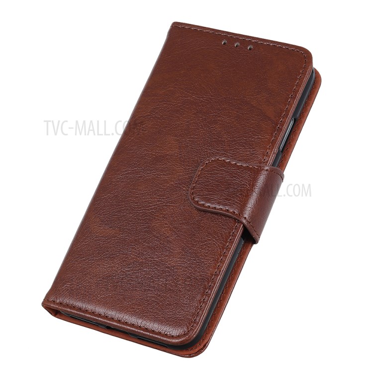 Nappa Texture Split Leather Wallet Phone Case Shell for iPhone 12 Pro Max 6.7 inch - Brown-8