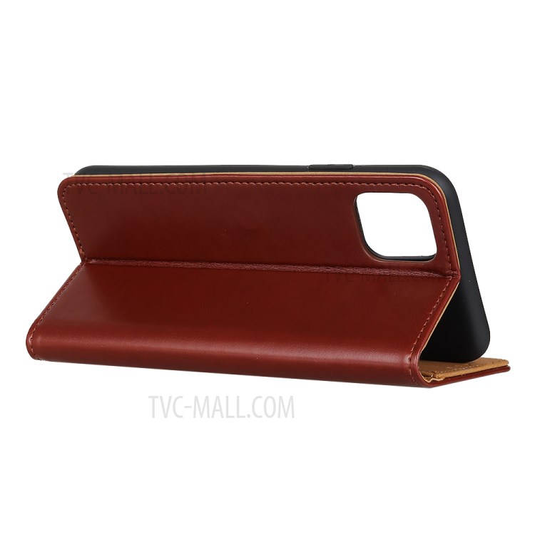 PU Leather Wallet Stand Cell Phone Shell Protection Covering for iPhone 12 5.4 inch - Brown-3