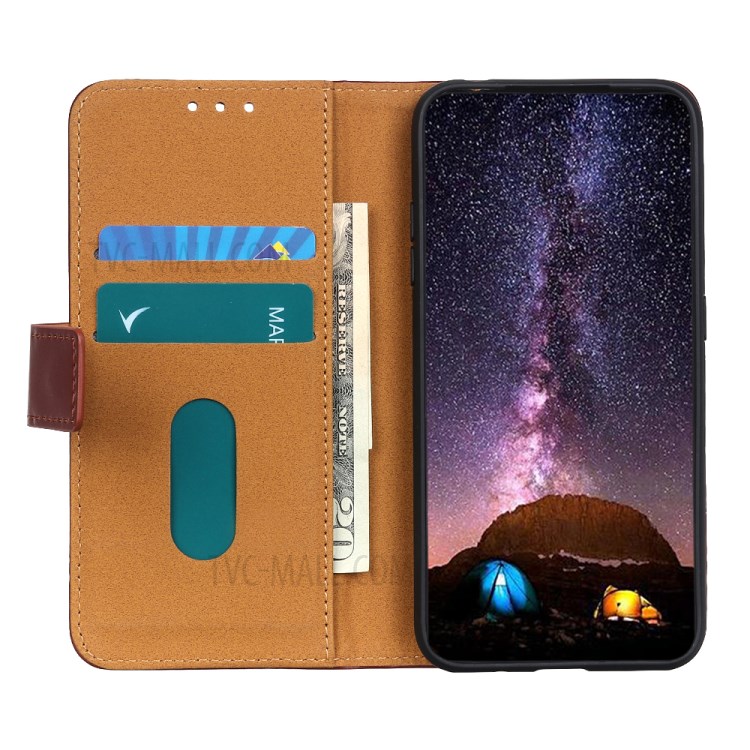 PU Leather Wallet Stand Cell Phone Shell Protection Covering for iPhone 12 5.4 inch - Brown-4