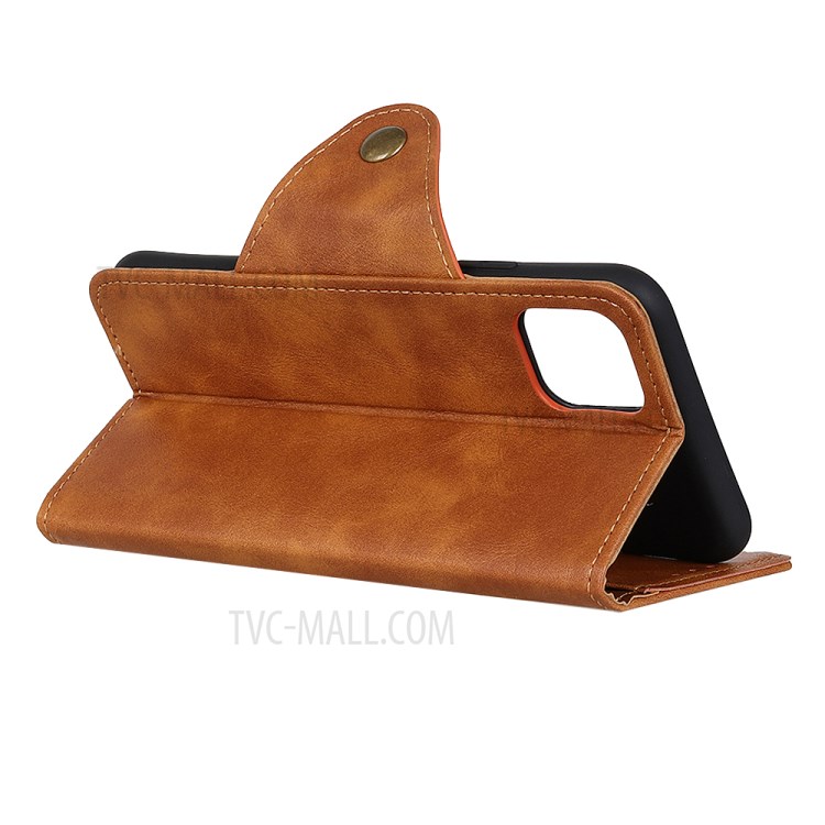 PU Leather Wallet Stand Phone Case Cover for Apple iPhone 12 5.4 inch - Brown-3
