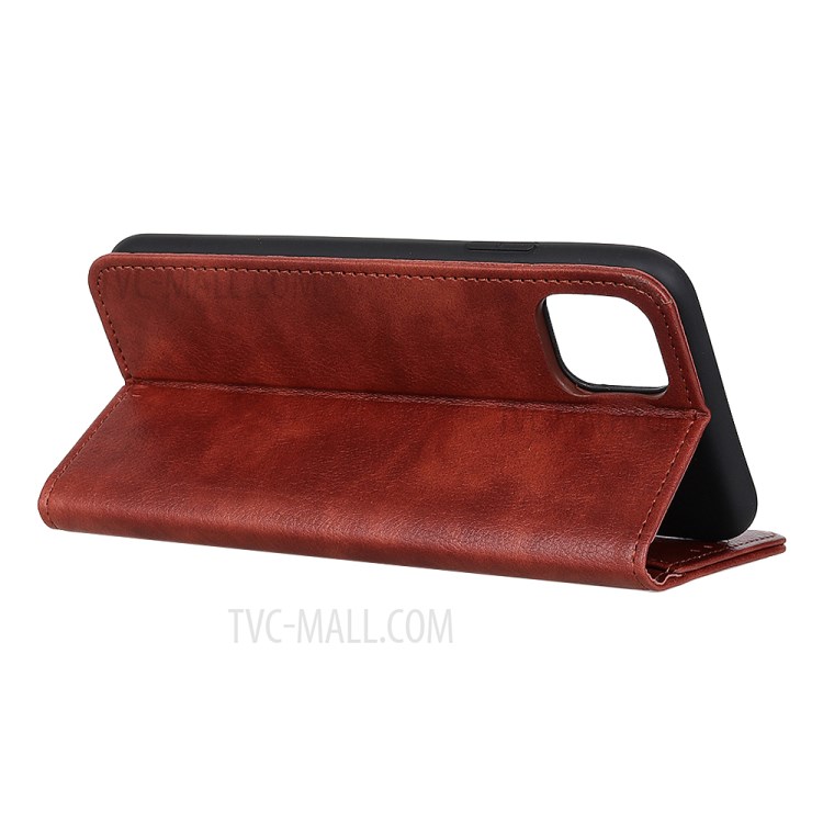 Auto-absorbed Litchi Texture Split Leather Phone Case for Apple iPhone 12 Pro Max 6.7 inch - Brown-3