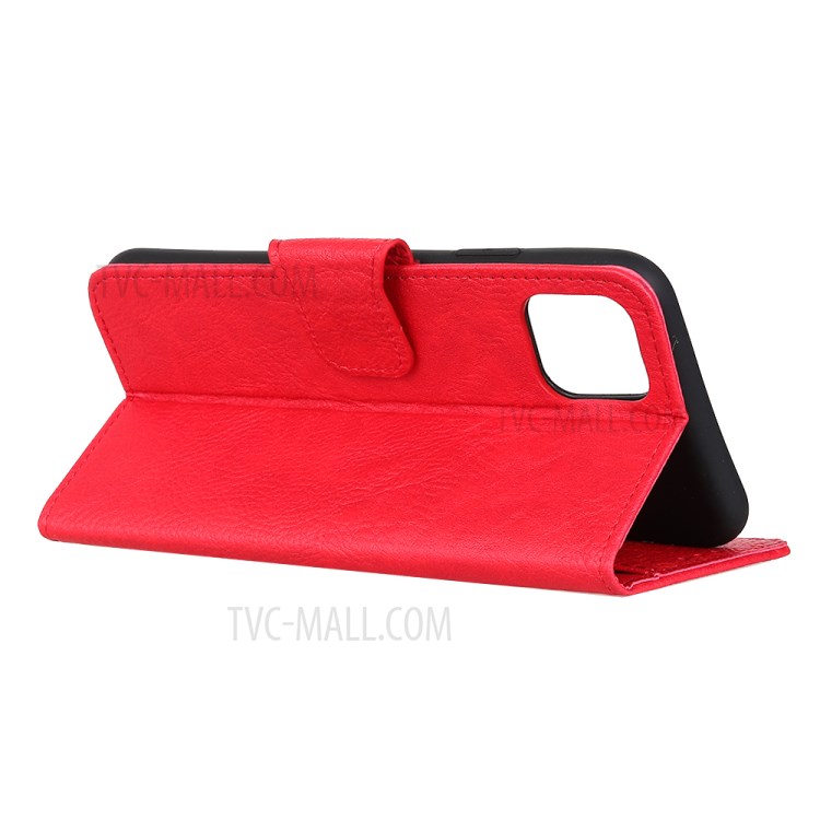 Litchi Texture PU Leather Wallet Stand Shell for iPhone 12 Pro Max 6.7 inch - Red-3