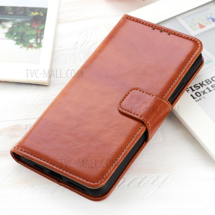 Crazy Horse Wallet Leather Protective Case Shell for iPhone 12 Pro Max 6.7 inch - Brown-10