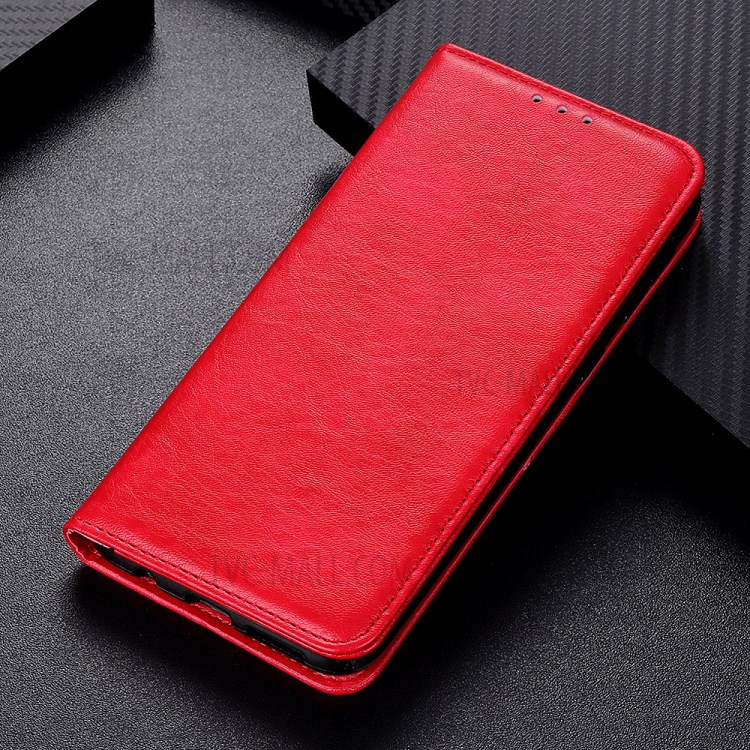 Cubierta de Cuero Dividido de Piel Loca de Caballo Absorbido Automáticamente Para Iphone 12 Pro/12 - Rojo-9