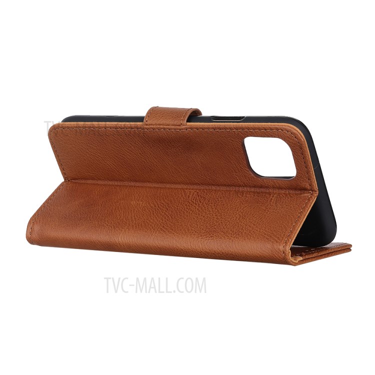 KHAZNEH Leather Stand Case with Card Slots for Apple iPhone 12 Pro/12 Max 6.1 inch - Brown-3