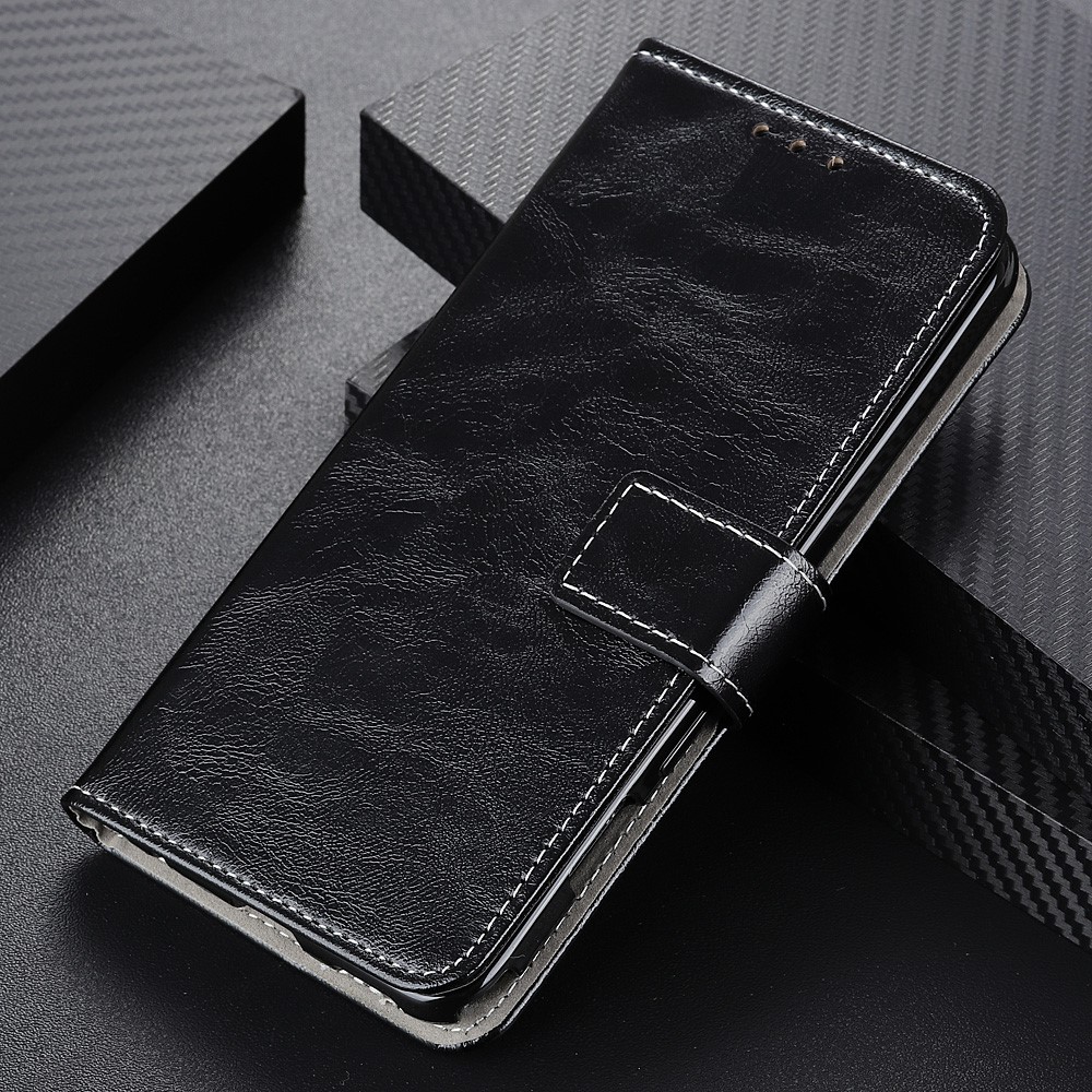 For iPhone 12 / 12 Pro 6.1 inch Crazy Horse Texture Vintage Leather Wallet Case Magnetic Shockproof Protective Cover with Stand Function - Black-7