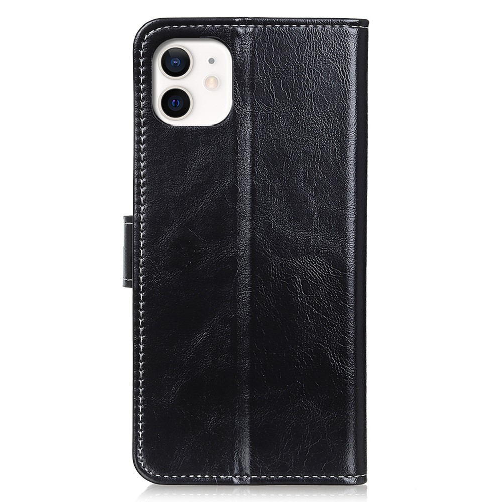 For iPhone 12 / 12 Pro 6.1 inch Crazy Horse Texture Vintage Leather Wallet Case Magnetic Shockproof Protective Cover with Stand Function - Black-9