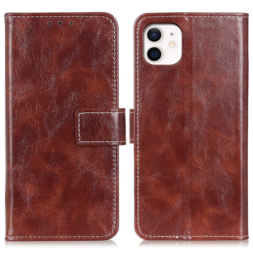 Crazy Horse Vintage-Leder-Mappenkasten Für Iphone 12 Max / 12 Pro 6.1 Zoll - Kaffee-1