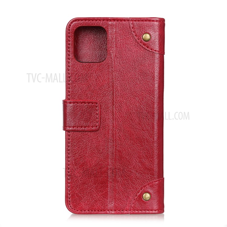 Nappa Texture Wallet Leather Cell Phone Case for iPhone 12 Pro 6.1 inch/12 Max 6.1 inch - Red-2