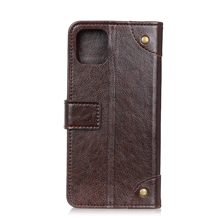 Nappa Texture Wallet Leather Cell Phone Case for iPhone 12 Pro 6.1 inch/12 Max 6.1 inch - Coffee-2