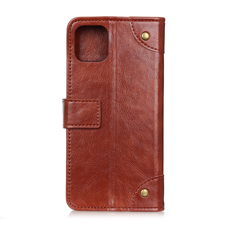 Nappa Texture Wallet Leather Cell Phone Case for iPhone 12 Pro 6.1 inch/12 Max 6.1 inch - Brown-2
