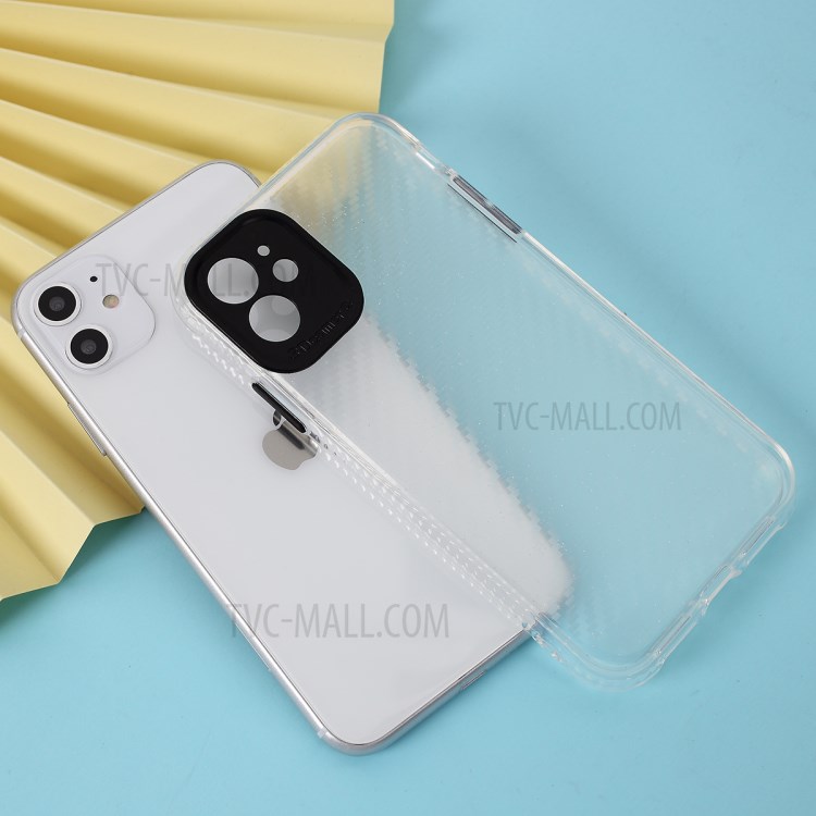 Carbon Fiber Texture Transparent PC+TPU Phone Cover for iPhone 11 6.1-inch - Black-1