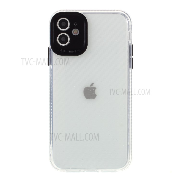 Carbon Fiber Texture Transparent PC+TPU Phone Cover for iPhone 11 6.1-inch - Black-2