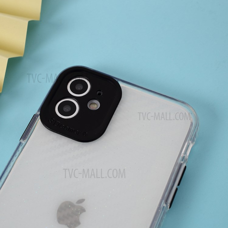 Carbon Fiber Texture Transparent PC+TPU Phone Cover for iPhone 11 6.1-inch - Black-4