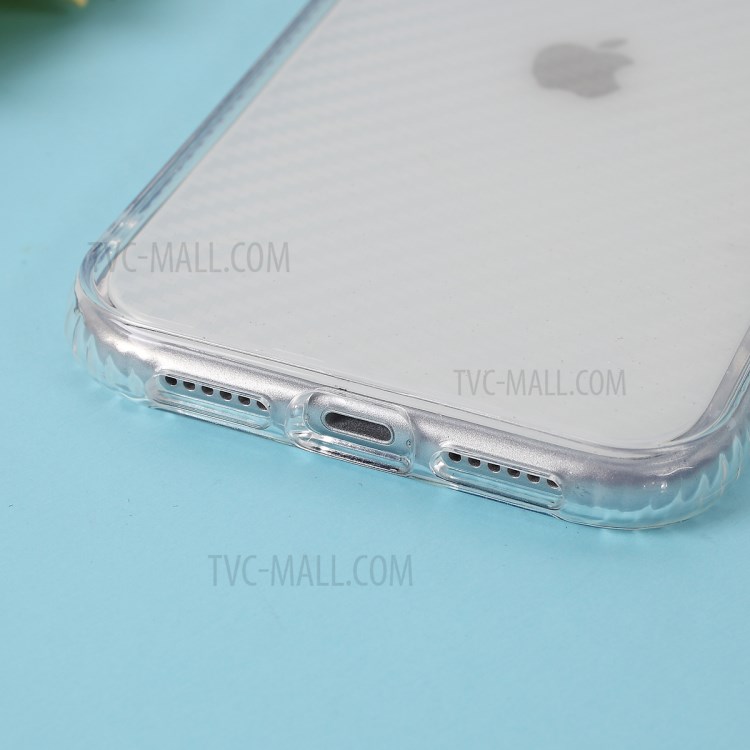 Carbon Fiber Texture Transparent PC+TPU Phone Cover for iPhone 11 6.1-inch - Black-5