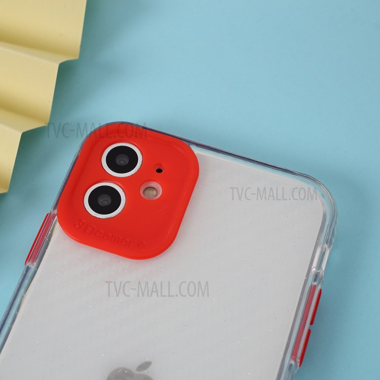 Carbon Fiber Texture Transparent PC+TPU Phone Cover for iPhone 11 6.1-inch - Red-4