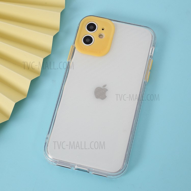 Carbon Fiber Texture Transparent PC+TPU Phone Cover for iPhone 11 6.1-inch - Yellow-3