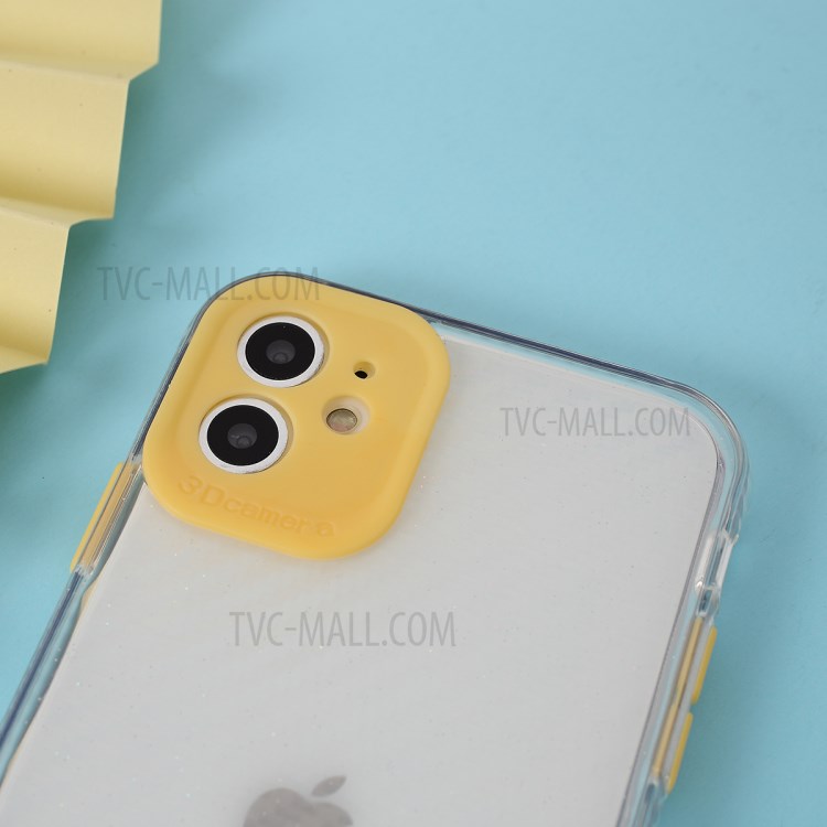 Carbon Fiber Texture Transparent PC+TPU Phone Cover for iPhone 11 6.1-inch - Yellow-4