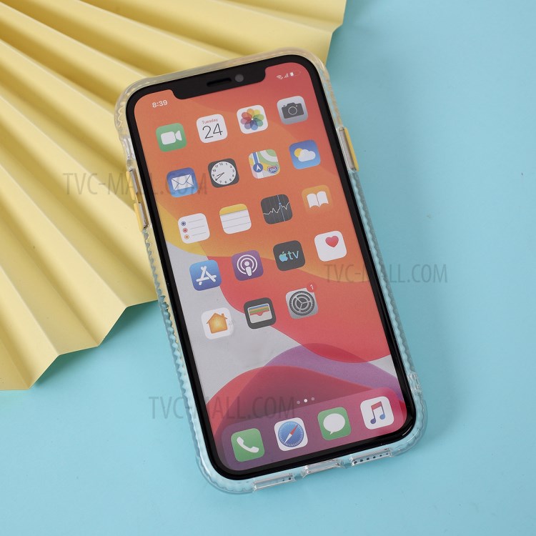 Carbon Fiber Texture Transparent PC+TPU Phone Cover for iPhone 11 6.1-inch - Yellow-7