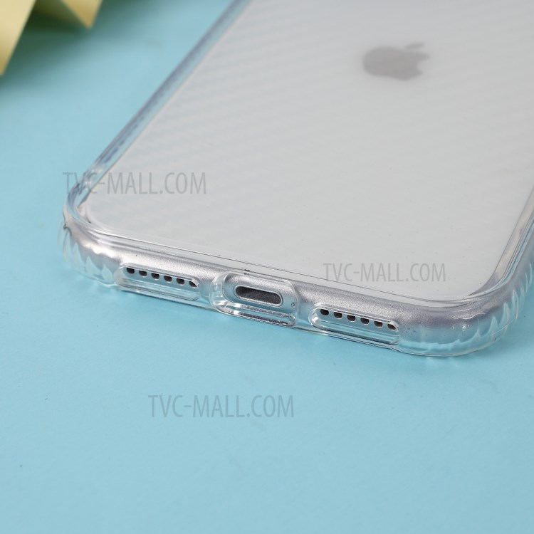 Carbon Fiber Texture Transparent PC+TPU Phone Cover for iPhone 11 6.1-inch - Green-5