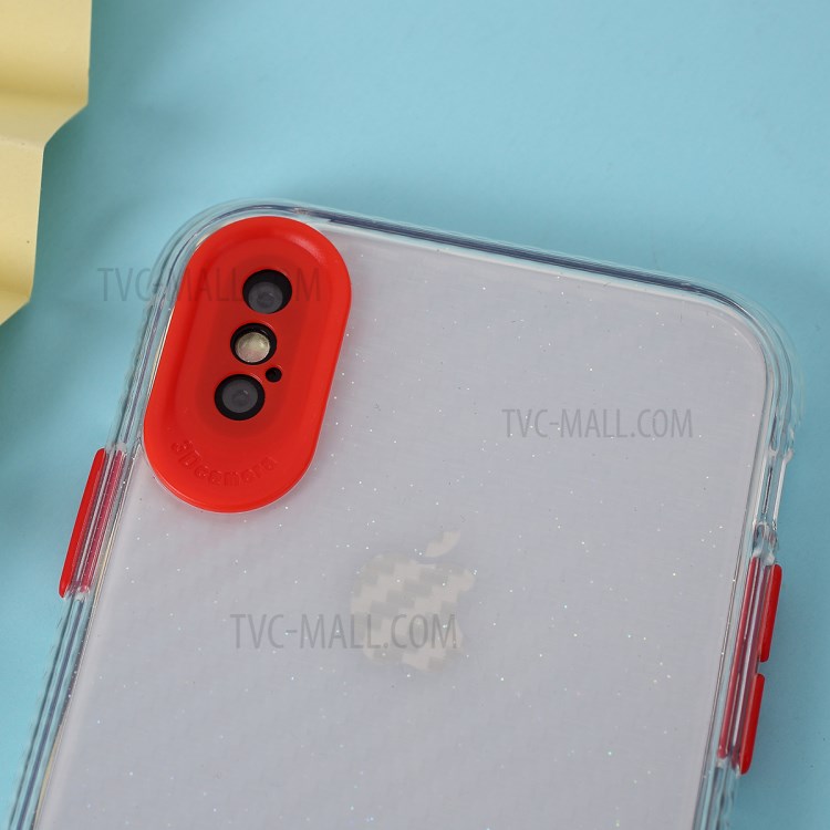 Carbon Fiber Texture Transparent PC+TPU Phone Case for iPhone X/iPhone XS 5.8-inch - Red-2