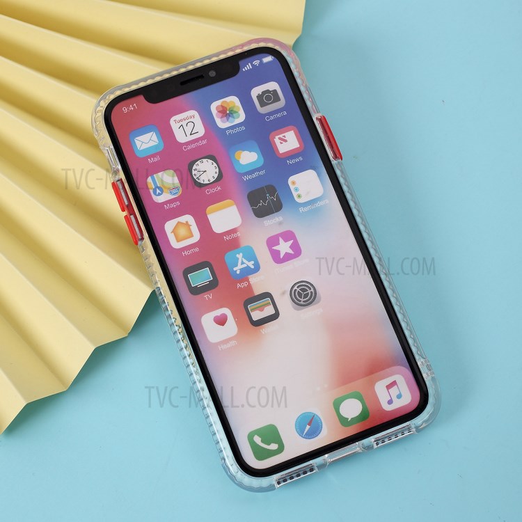 Carbon Fiber Texture Transparent PC+TPU Phone Case for iPhone X/iPhone XS 5.8-inch - Red-5