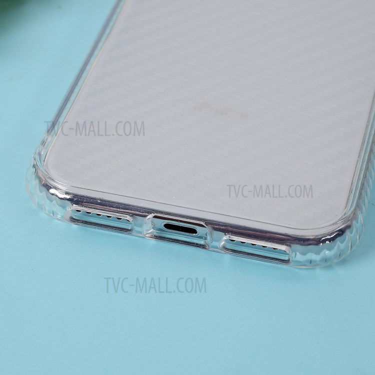 Carbon Fiber Texture Transparent PC+TPU Phone Case for iPhone X/iPhone XS 5.8-inch - Green-3