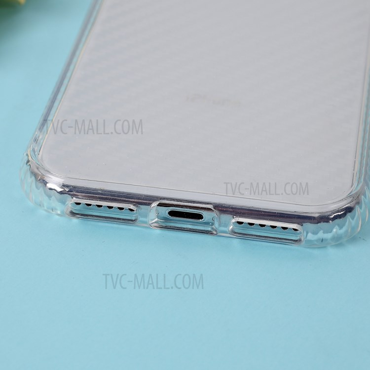 Carbon Fiber Texture Transparent PC+TPU Phone Case for iPhone X/iPhone XS 5.8-inch - Yellow-3