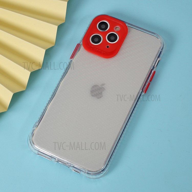 Carbon Fiber Texture Transparent PC+TPU Phone Cover for iPhone 11 Pro 5.8-inch - Red-3