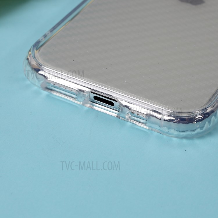 Carbon Fiber Texture Transparent PC+TPU Phone Cover for iPhone 11 Pro 5.8-inch - Red-5