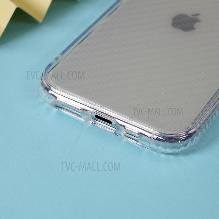 Carbon Fiber Texture Transparent PC+TPU Phone Cover for iPhone 11 Pro 5.8-inch - Yellow-5