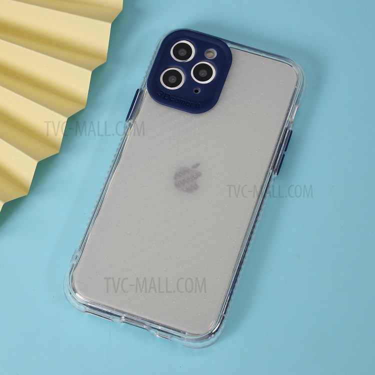 Carbon Fiber Texture Transparent PC+TPU Phone Cover for iPhone 11 Pro 5.8-inch - Blue-3