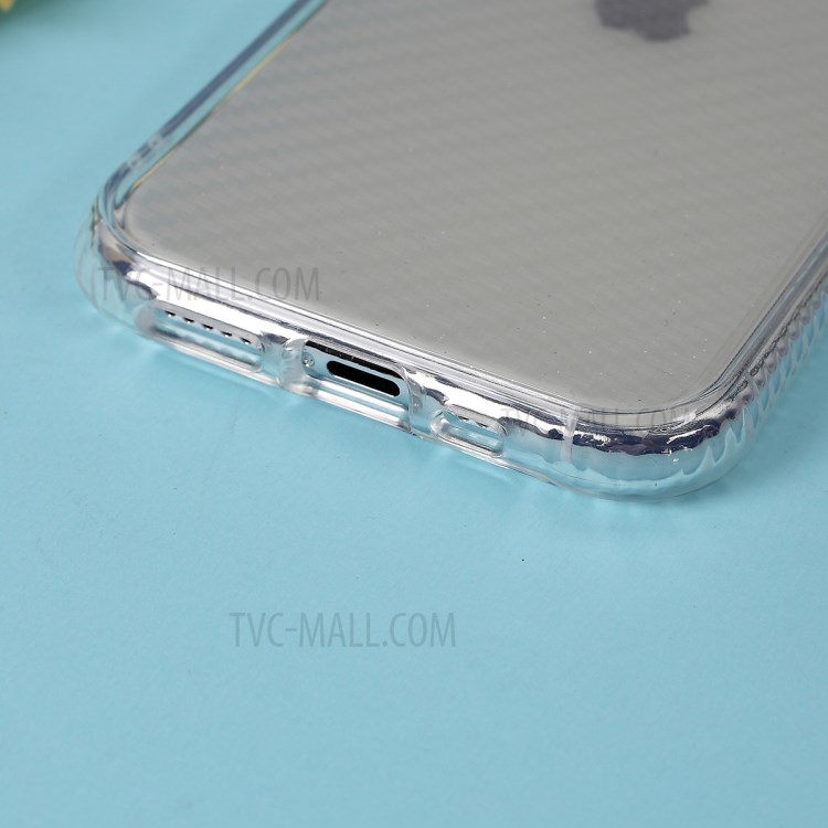 Carbon Fiber Texture Transparent PC+TPU Phone Cover for iPhone 11 Pro 5.8-inch - Blue-5