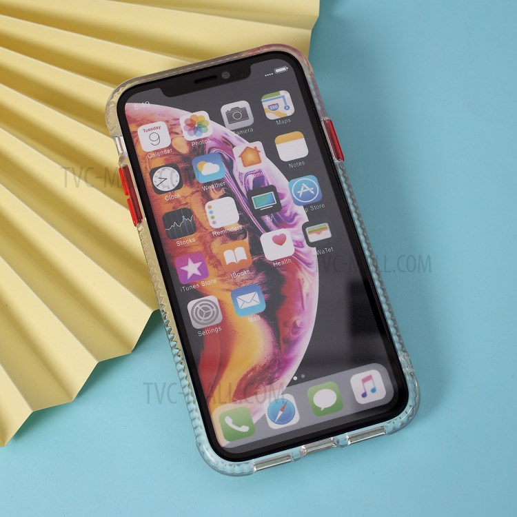 Carbon Fiber Texture Transparent PC+TPU Phone Cover for iPhone XR 6.1-inch - Red-5