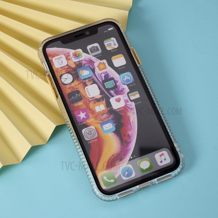 Carbon Fiber Texture Transparent PC+TPU Phone Cover for iPhone XR 6.1-inch - Yellow-5
