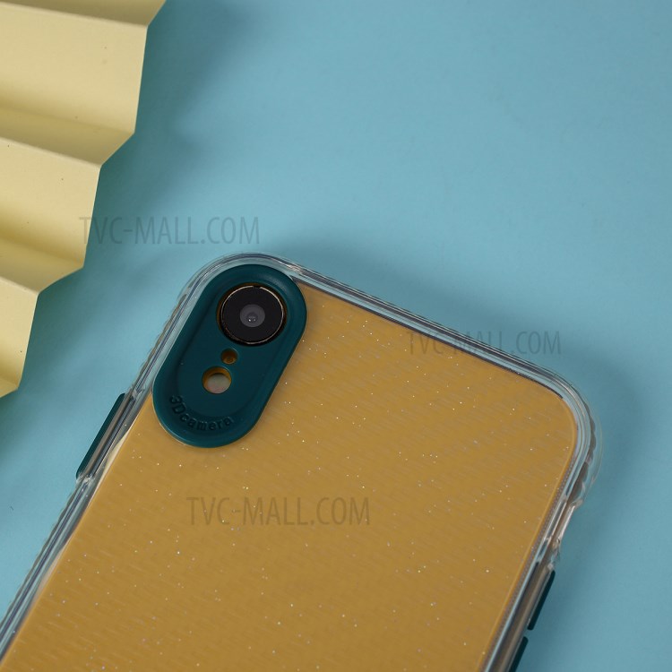 Carbon Fiber Texture Transparent PC+TPU Phone Cover for iPhone XR 6.1-inch - Green-2