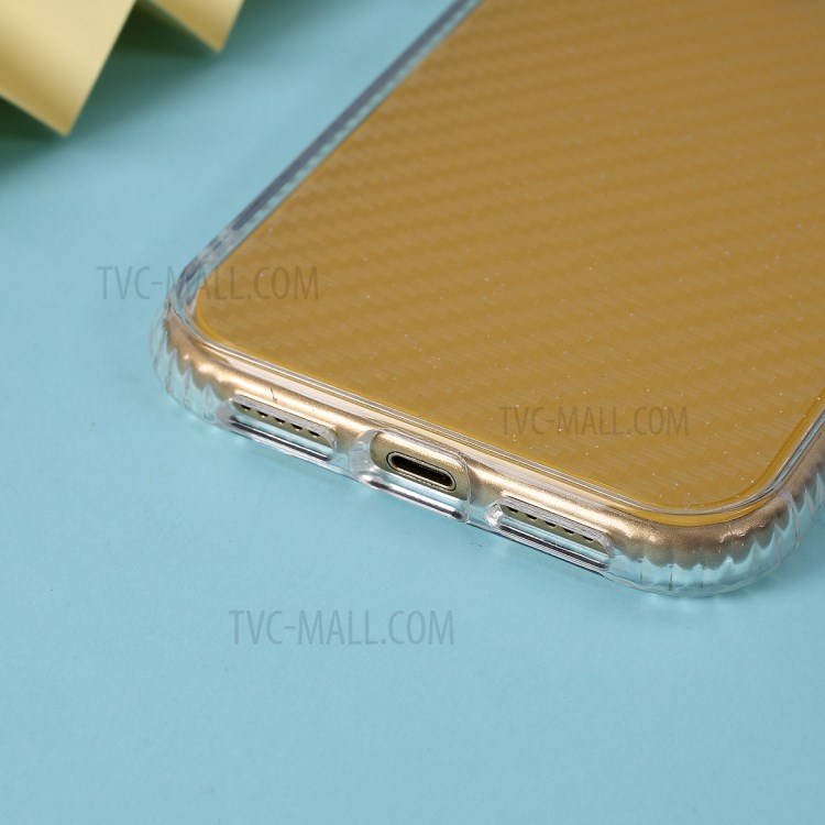 Carbon Fiber Texture Transparent PC+TPU Phone Cover for iPhone XR 6.1-inch - Green-3