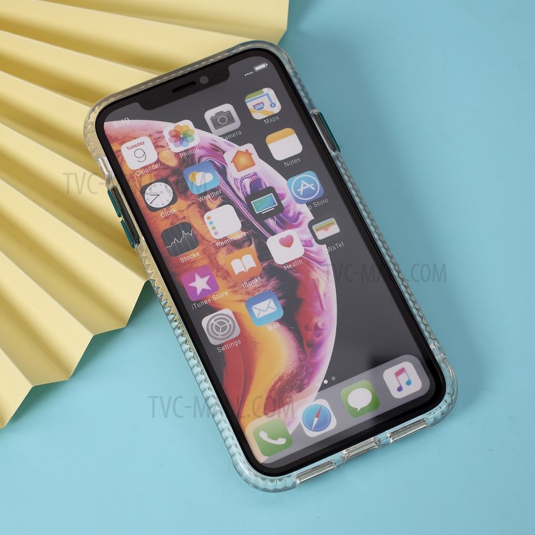 Carbon Fiber Texture Transparent PC+TPU Phone Cover for iPhone XR 6.1-inch - Green-5