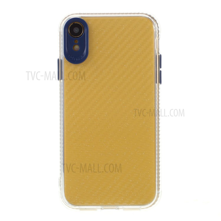 Carbon Fiber Texture Transparent PC+TPU Phone Cover for iPhone XR 6.1-inch - Green-6