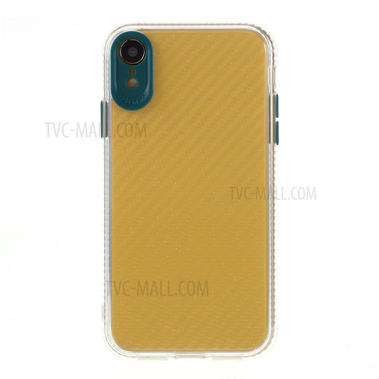 Carbon Fiber Texture Transparent PC+TPU Phone Cover for iPhone XR 6.1-inch - Blue-6