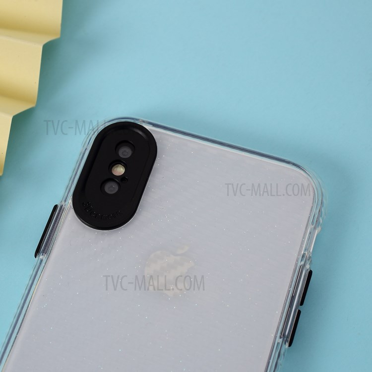 Carbon Fiber Texture Transparent PC+TPU Phone Cover for iPhone XS Max 6.5-inch - Black-2