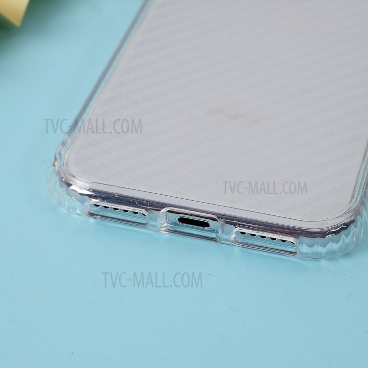 Carbon Fiber Texture Transparent PC+TPU Phone Cover for iPhone XS Max 6.5-inch - Black-3
