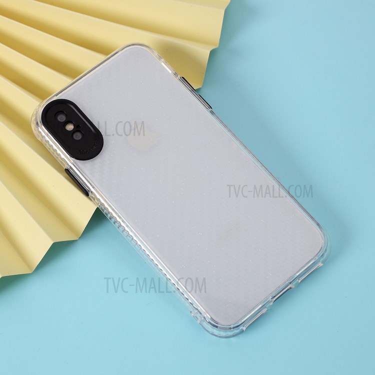 Carbon Fiber Texture Transparent PC+TPU Phone Cover for iPhone XS Max 6.5-inch - Black-4