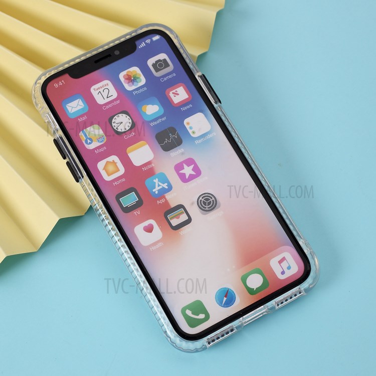 Carbon Fiber Texture Transparent PC+TPU Phone Cover for iPhone XS Max 6.5-inch - Black-5