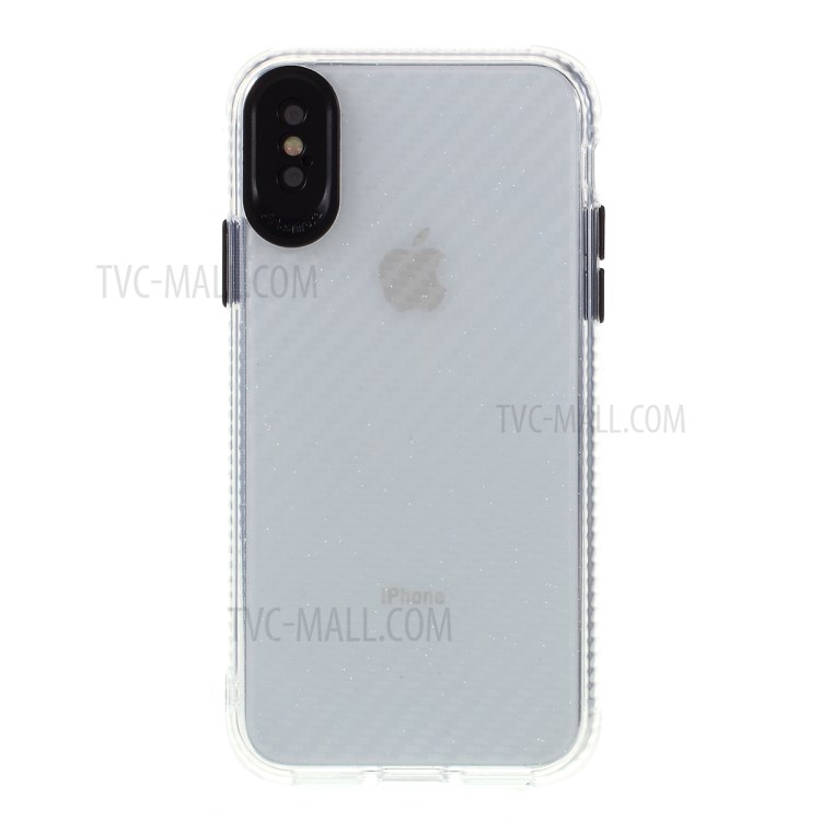 Carbon Fiber Texture Transparent PC+TPU Phone Cover for iPhone XS Max 6.5-inch - Black-6