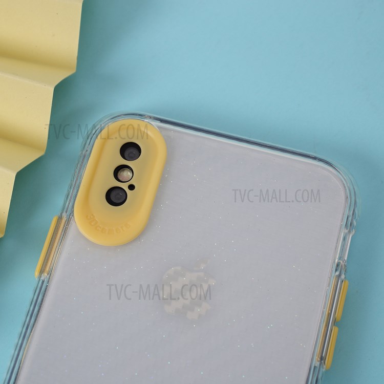 Carbon Fiber Texture Transparent PC+TPU Phone Cover for iPhone XS Max 6.5-inch - Yellow-2