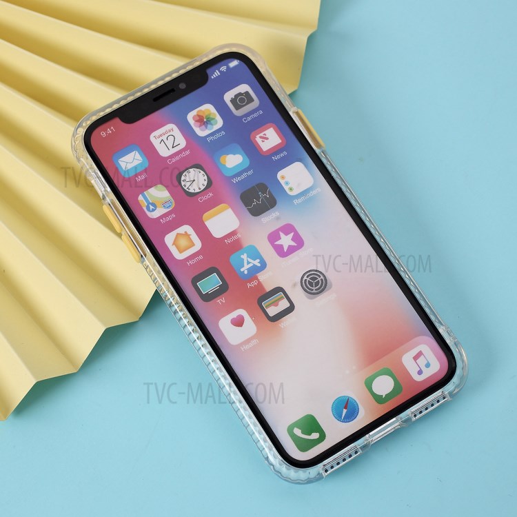 Carbon Fiber Texture Transparent PC+TPU Phone Cover for iPhone XS Max 6.5-inch - Yellow-5