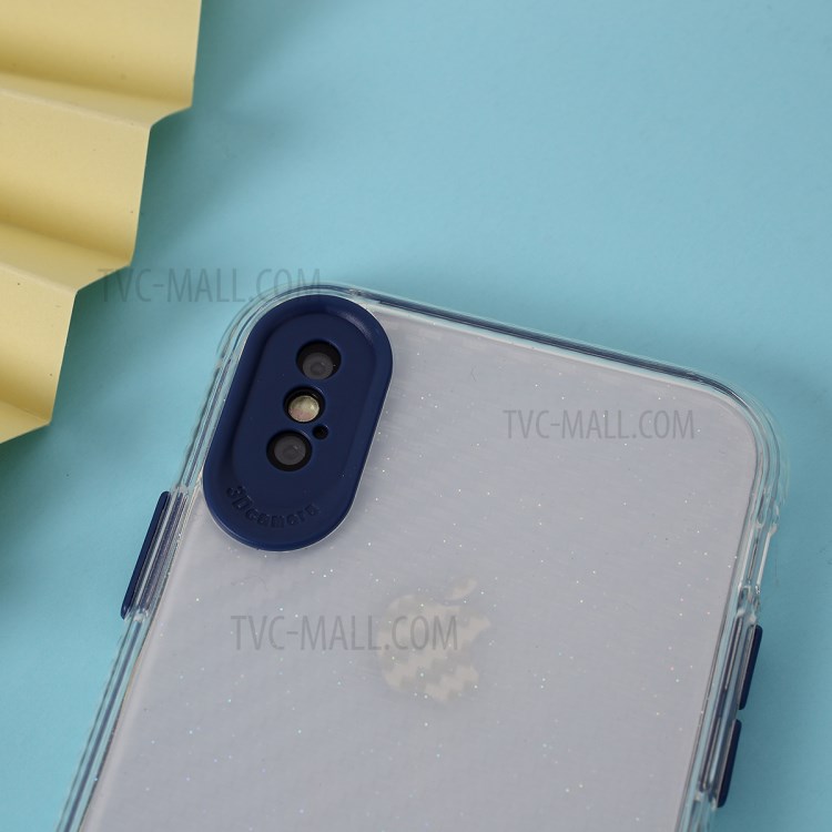Carbon Fiber Texture Transparent PC+TPU Phone Cover for iPhone XS Max 6.5-inch - Blue-2