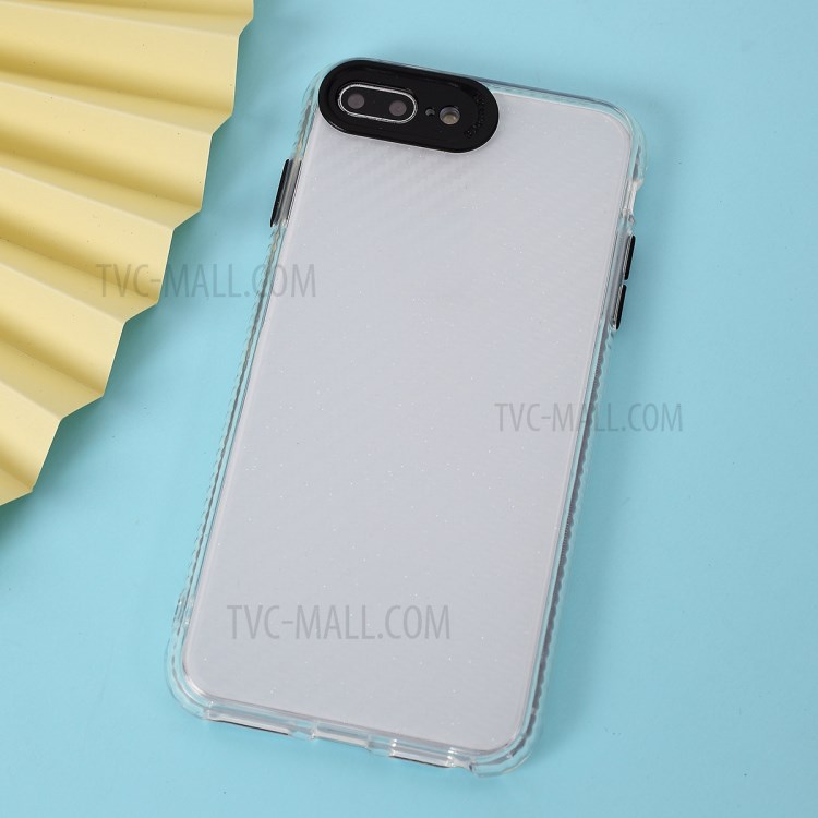 Carbon Fiber Skin Transparent PC+TPU Cover for iPhone 8 Plus/7 Plus 5.5 inch - Black-1
